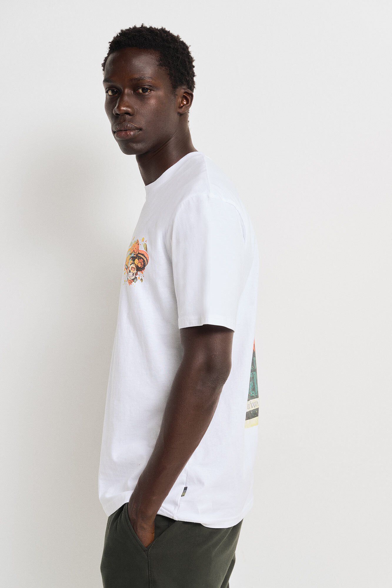 Springfield Playera skull flowers natural