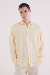 Springfield Camisa polera lino viscosa fil a fil amarillo