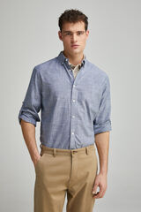 Springfield Camisa algodón slub lisa azulado