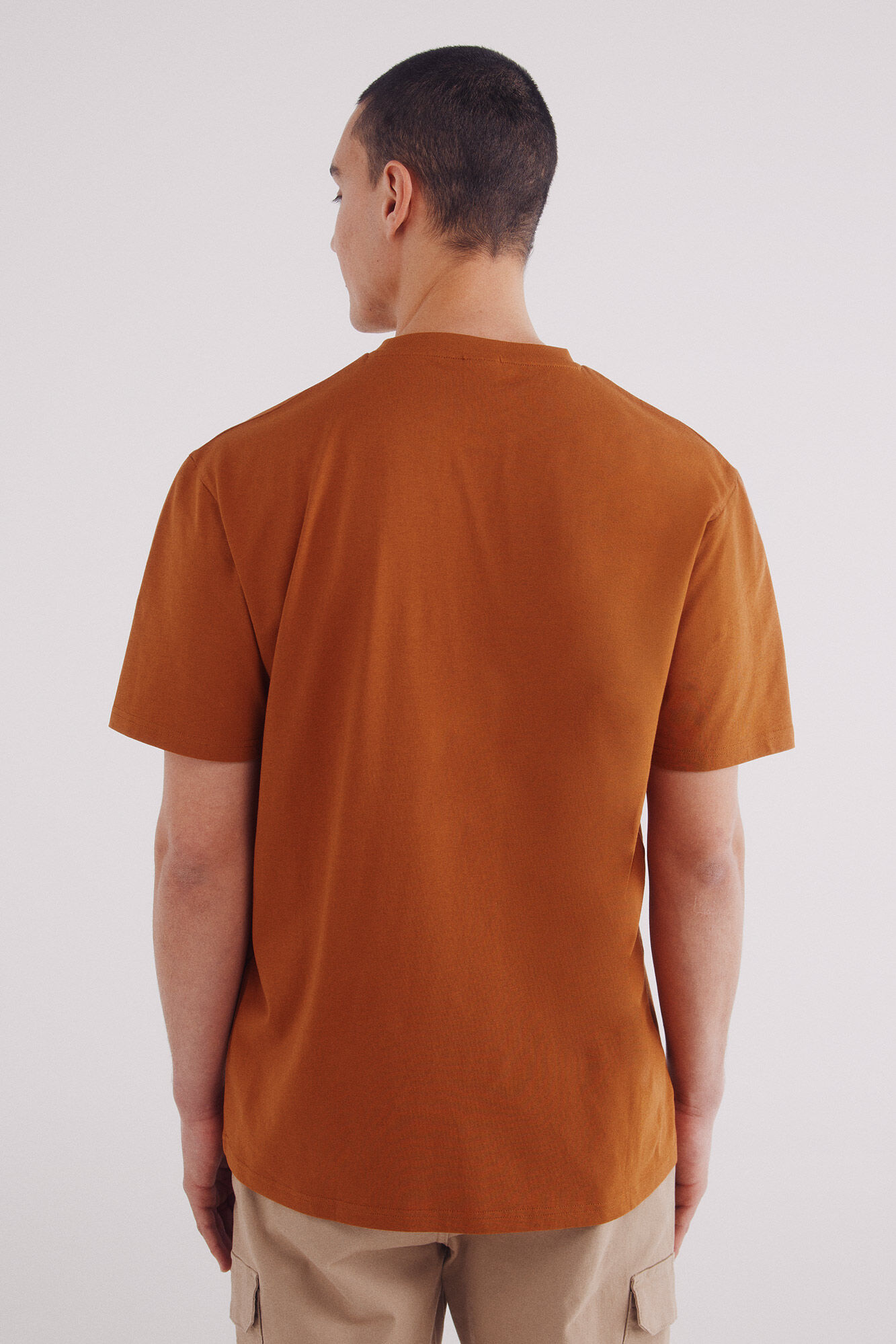 Springfield Playera b&aacute;sica cuello redondo naranja