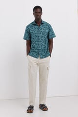 Springfield Pantal&oacute;n cargo de lino slim fit blanco