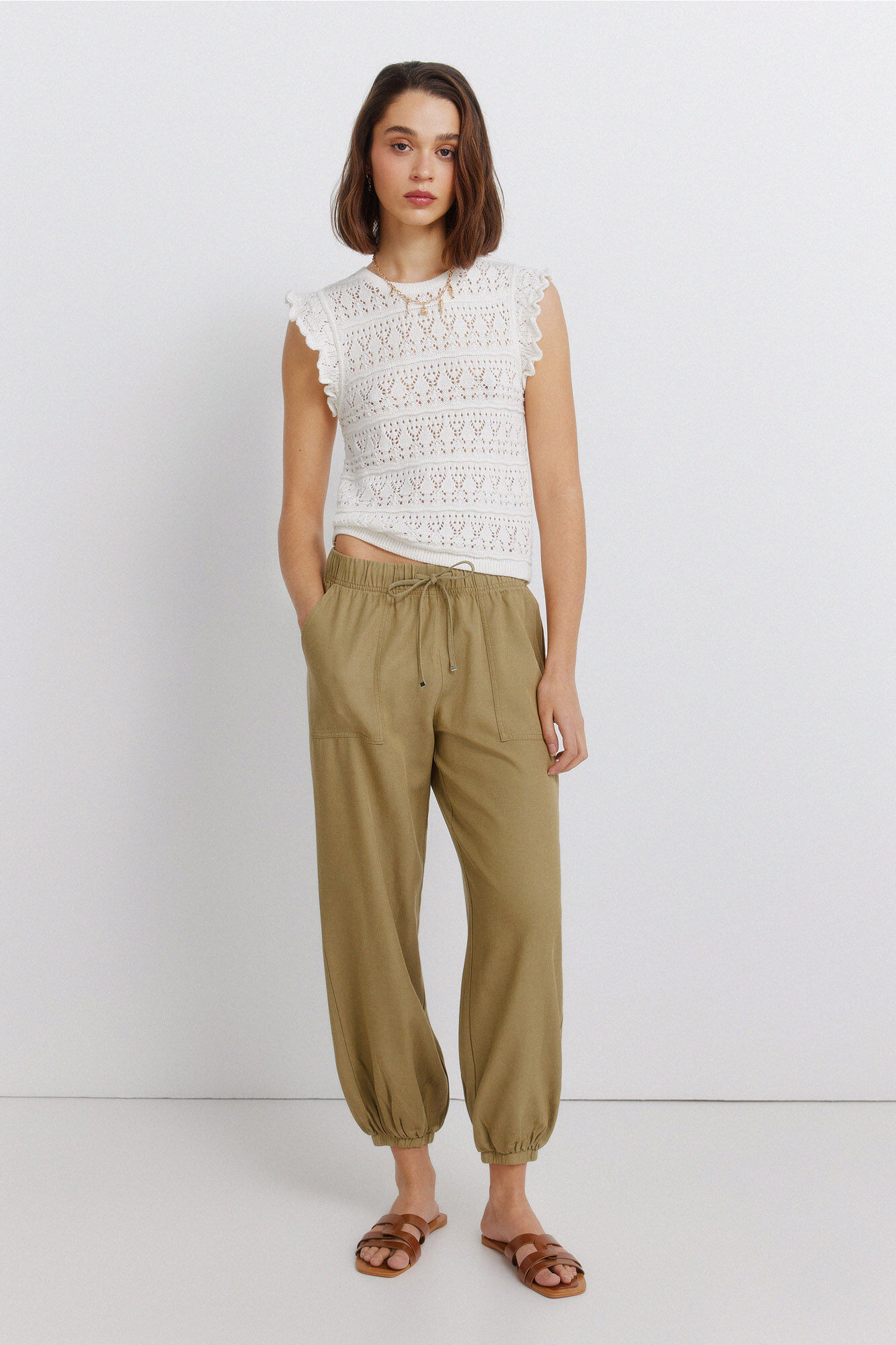 Springfield Top pointelle con volante