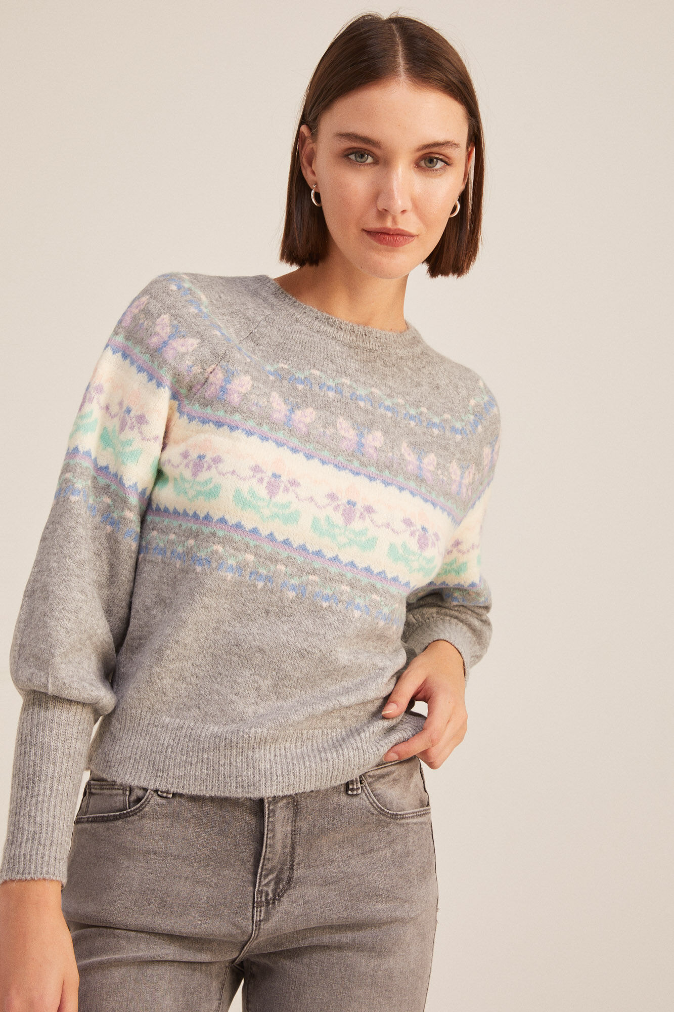 Springfield Su&eacute;ter Jacquard Mariposas gris