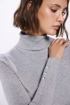 Springfield Suéter cuello alto botones puño gris