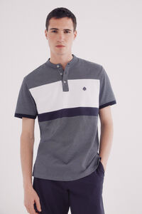 Springfield Polo piqué mao oxford bloques slim fit azul indigo