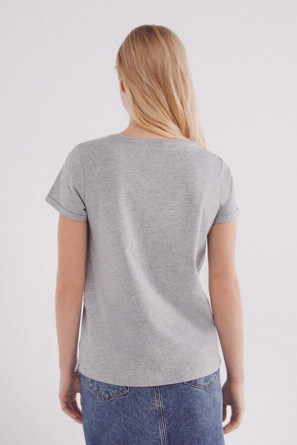 Springfield Playera básica manga vuelta gris