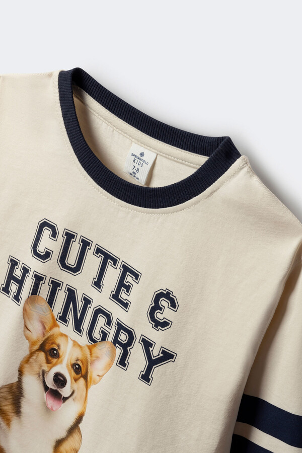 Springfield Kids Playera de manga larga de perro universitario para niña blanco
