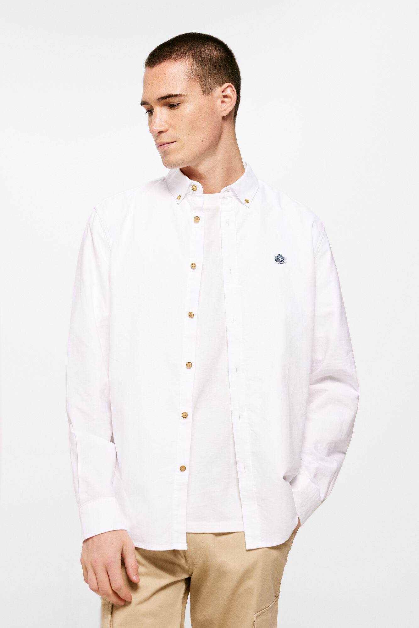 Camisa blanca top springfield hombre