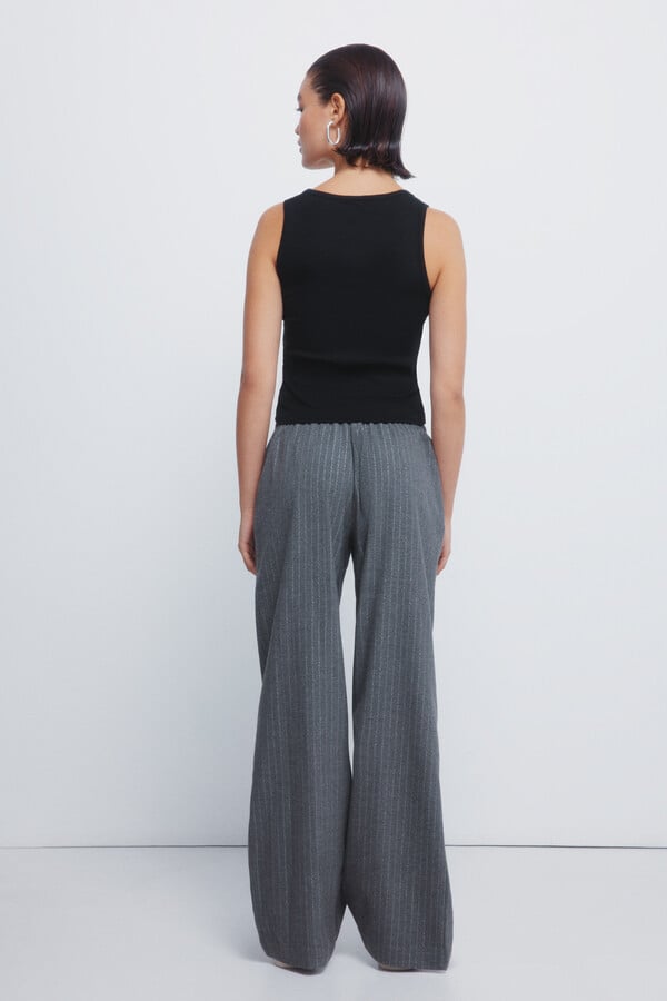 Springfield Pantalones jogger de rayas de lúrex gris