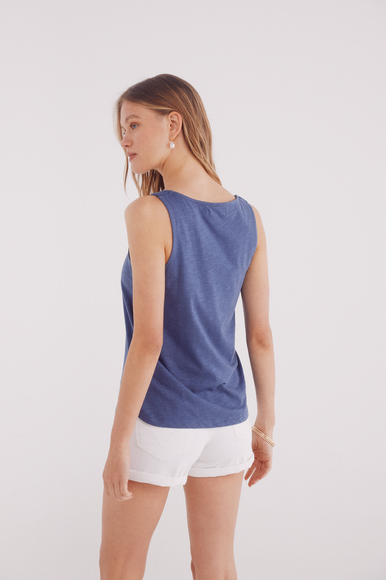 Springfield Playera tirantes escote crochet turquesa