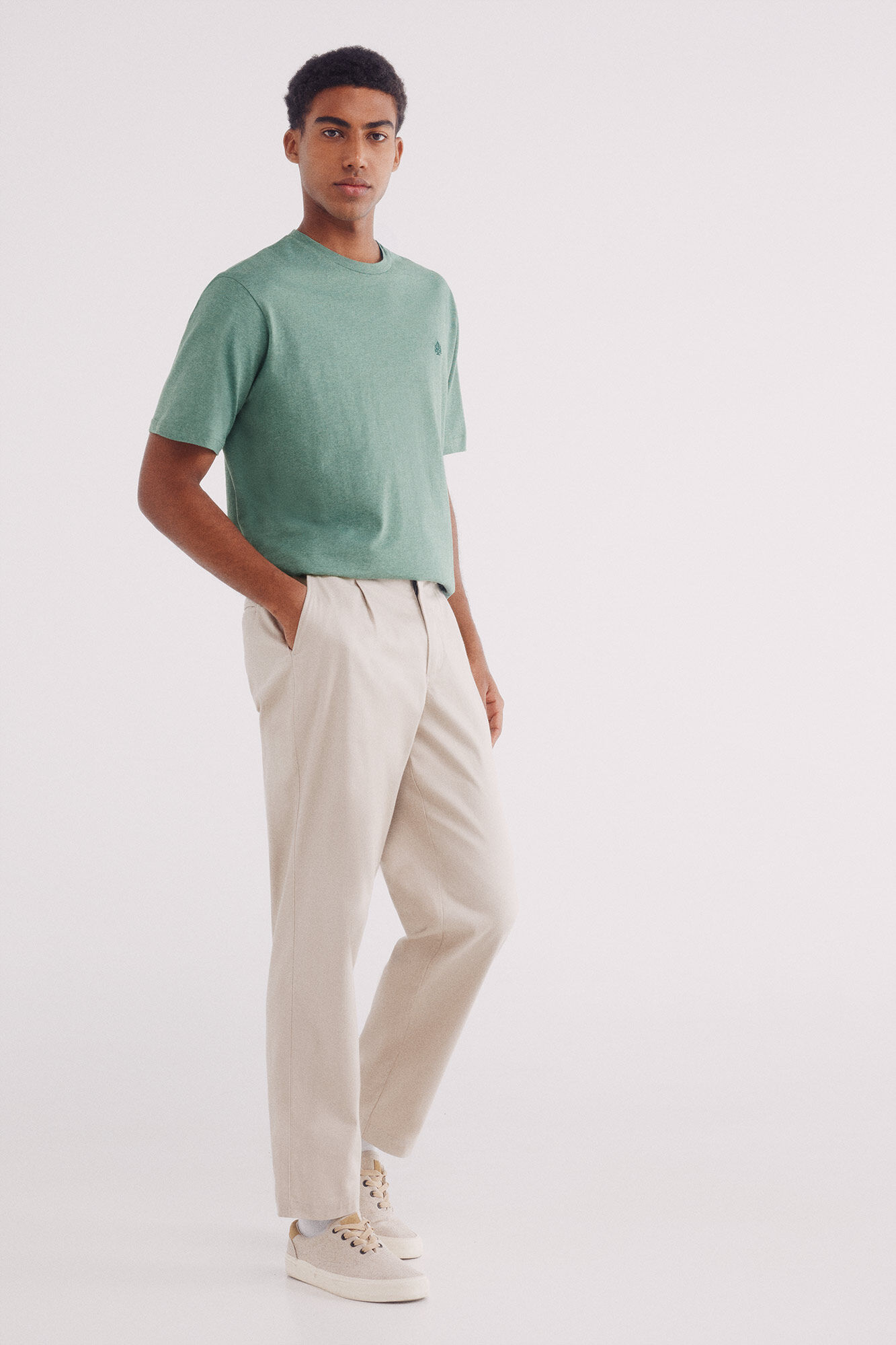 Springfield Playera microraya tejida verde