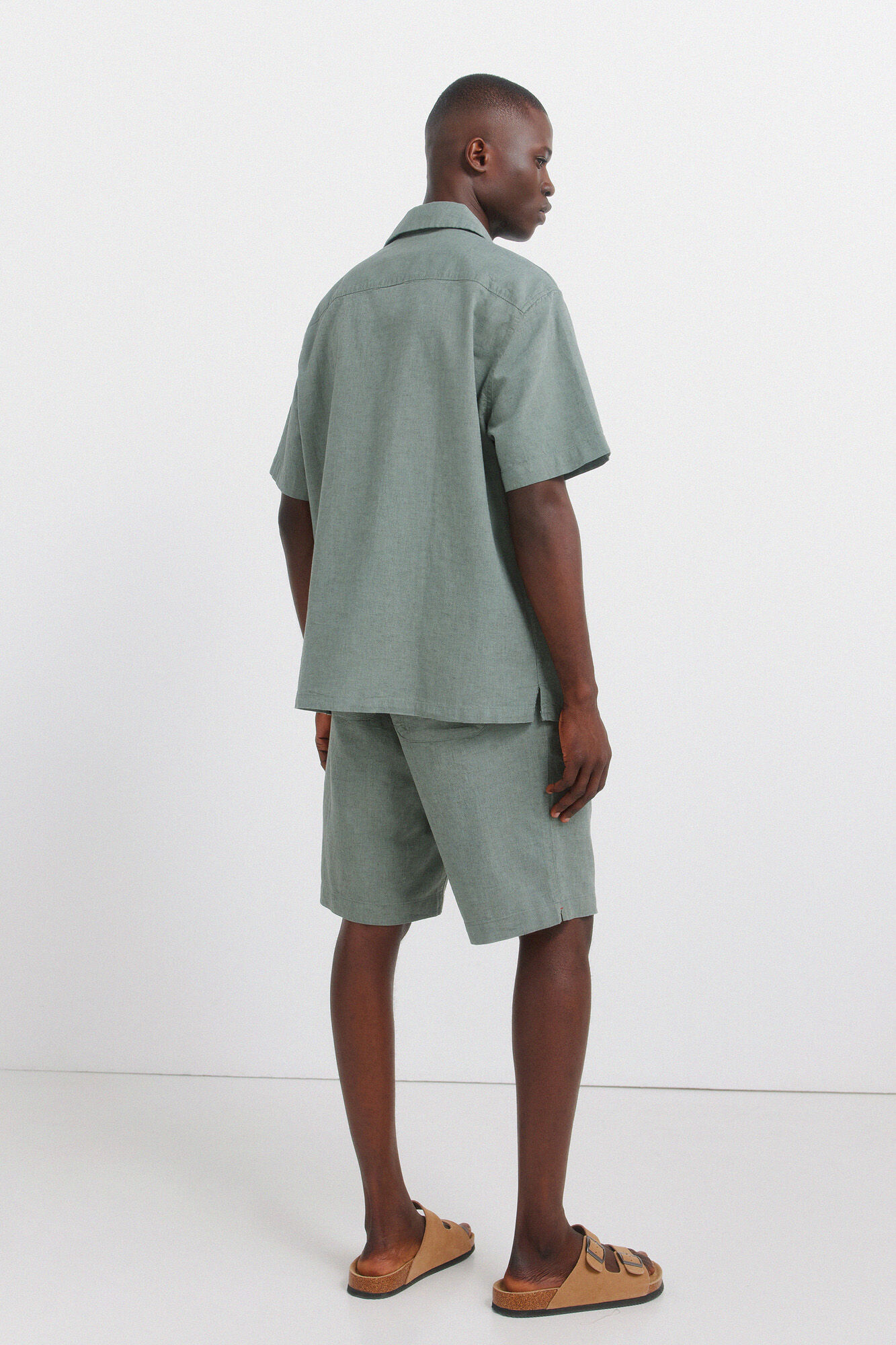 Springfield Bermudas de lino relaxed fit caza oscuro