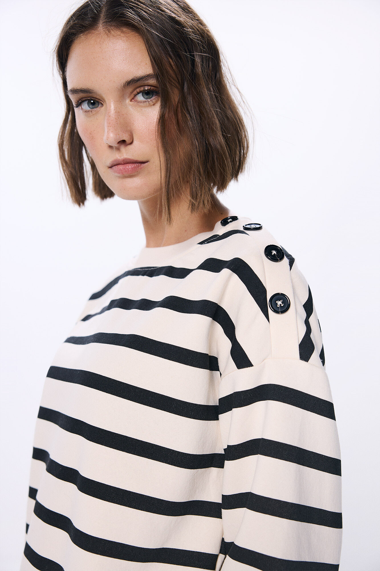 Springfield Sudadera rayas botones hombro estampado