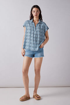 Springfield Blusa polera estampada marino