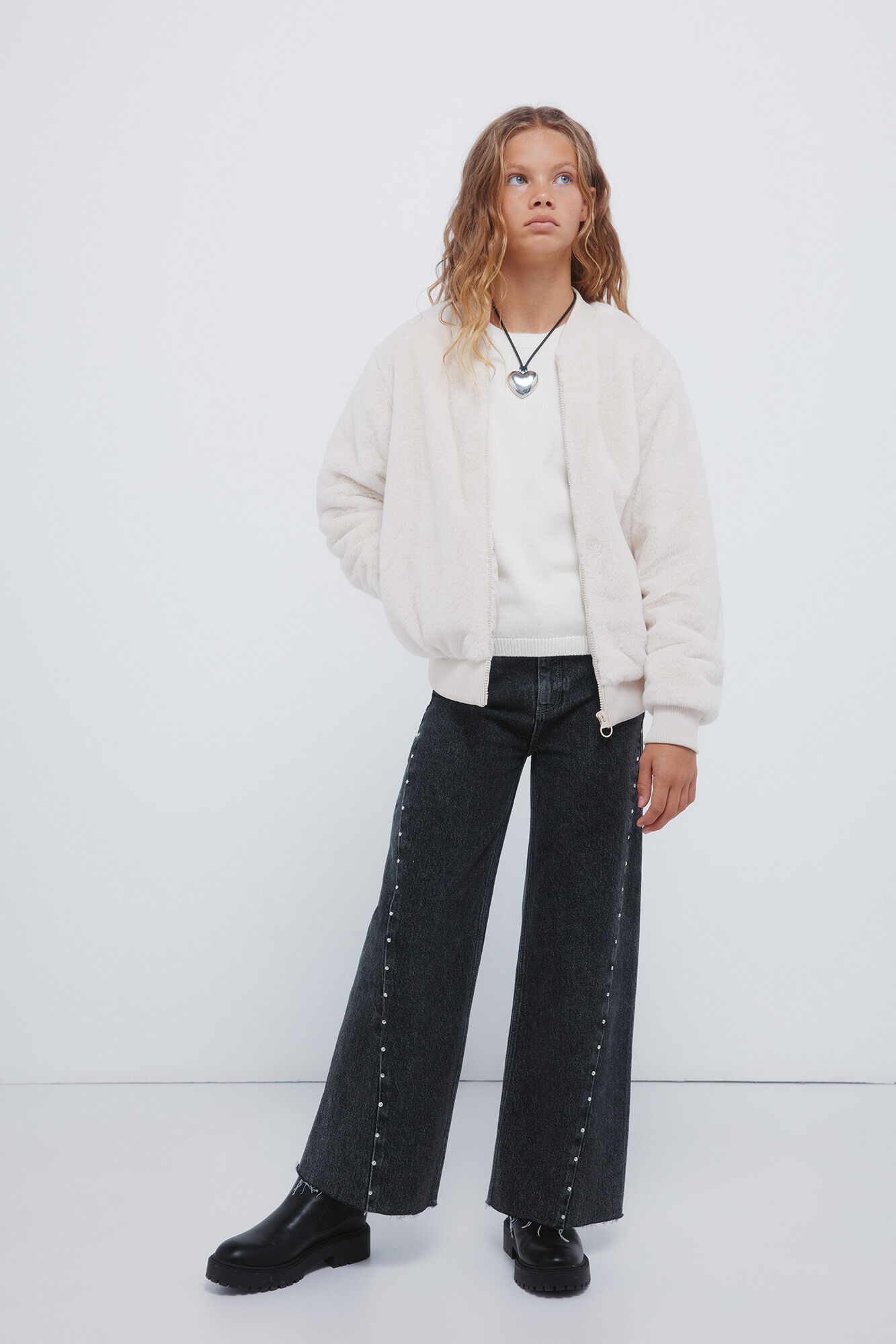 Springfield Kids Bomber de pelo de ni&ntilde;a beige