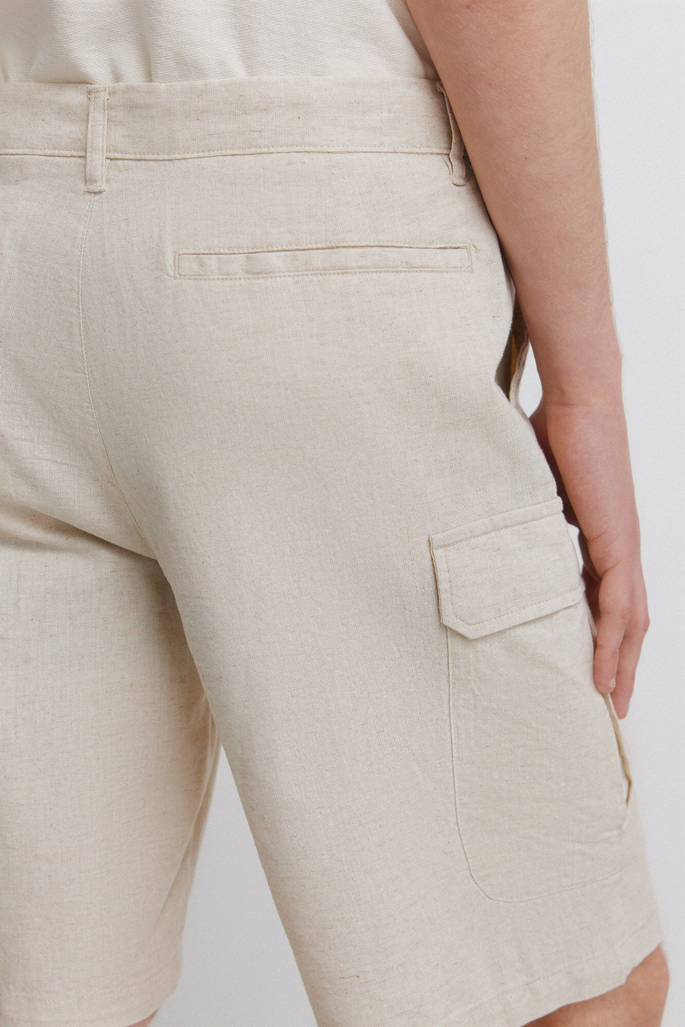 Springfield Bermudas cargo de lino comfort fit blanco