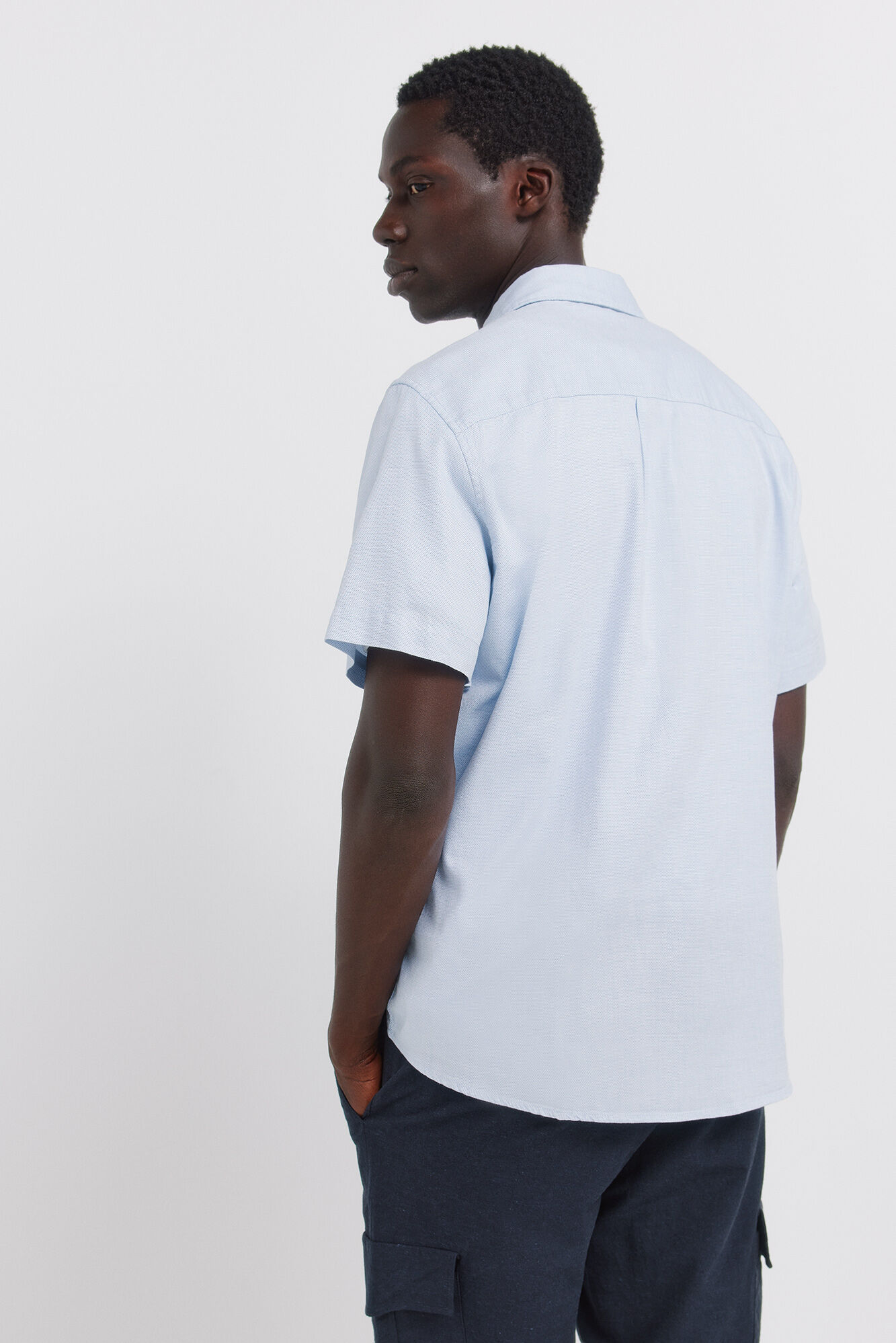 Springfield Camisa de manga corta con estructura bicolor azul