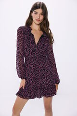 Springfield Vestido corto gasa flores lurex morado/lila