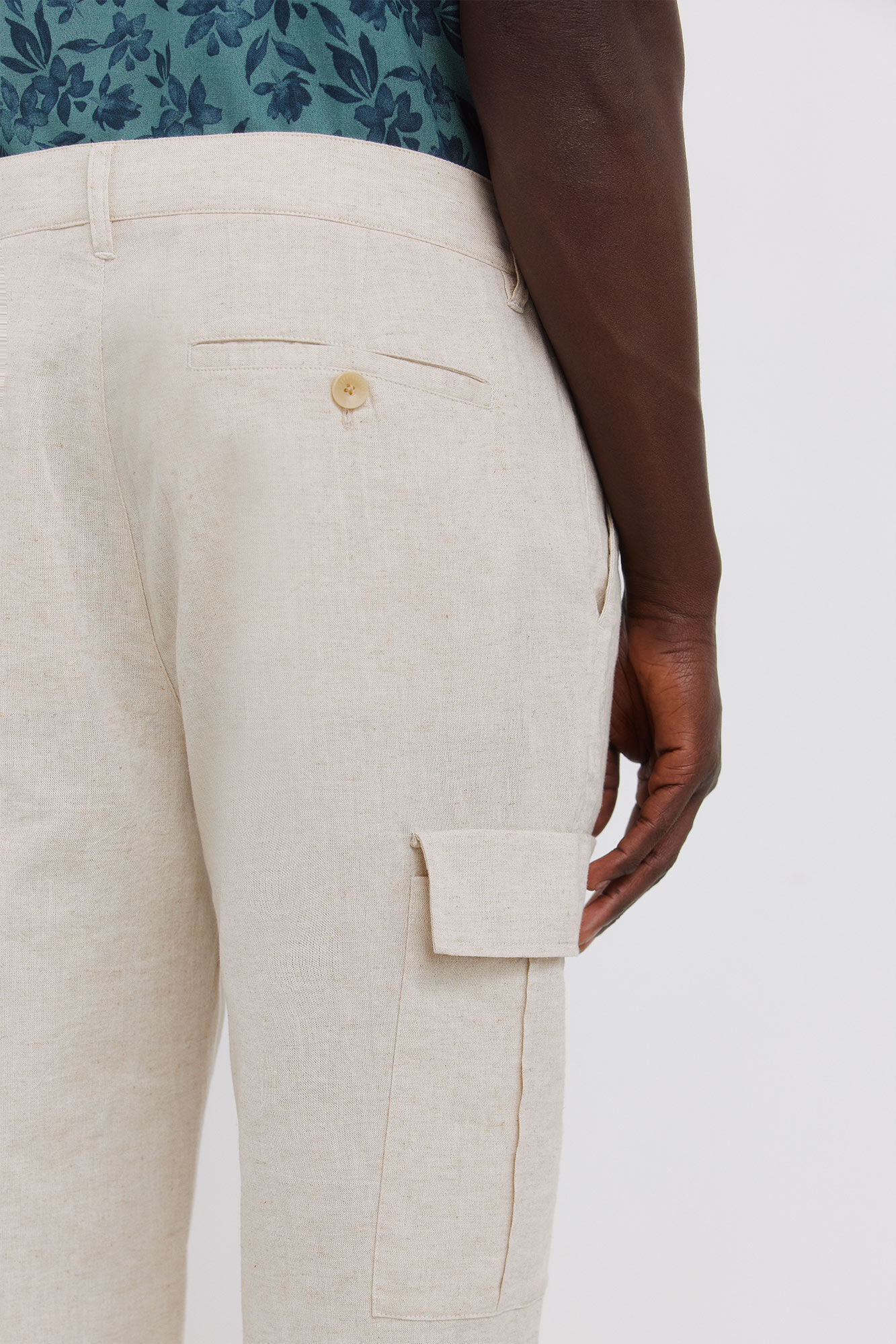 Springfield Pantal&oacute;n cargo de lino slim fit blanco