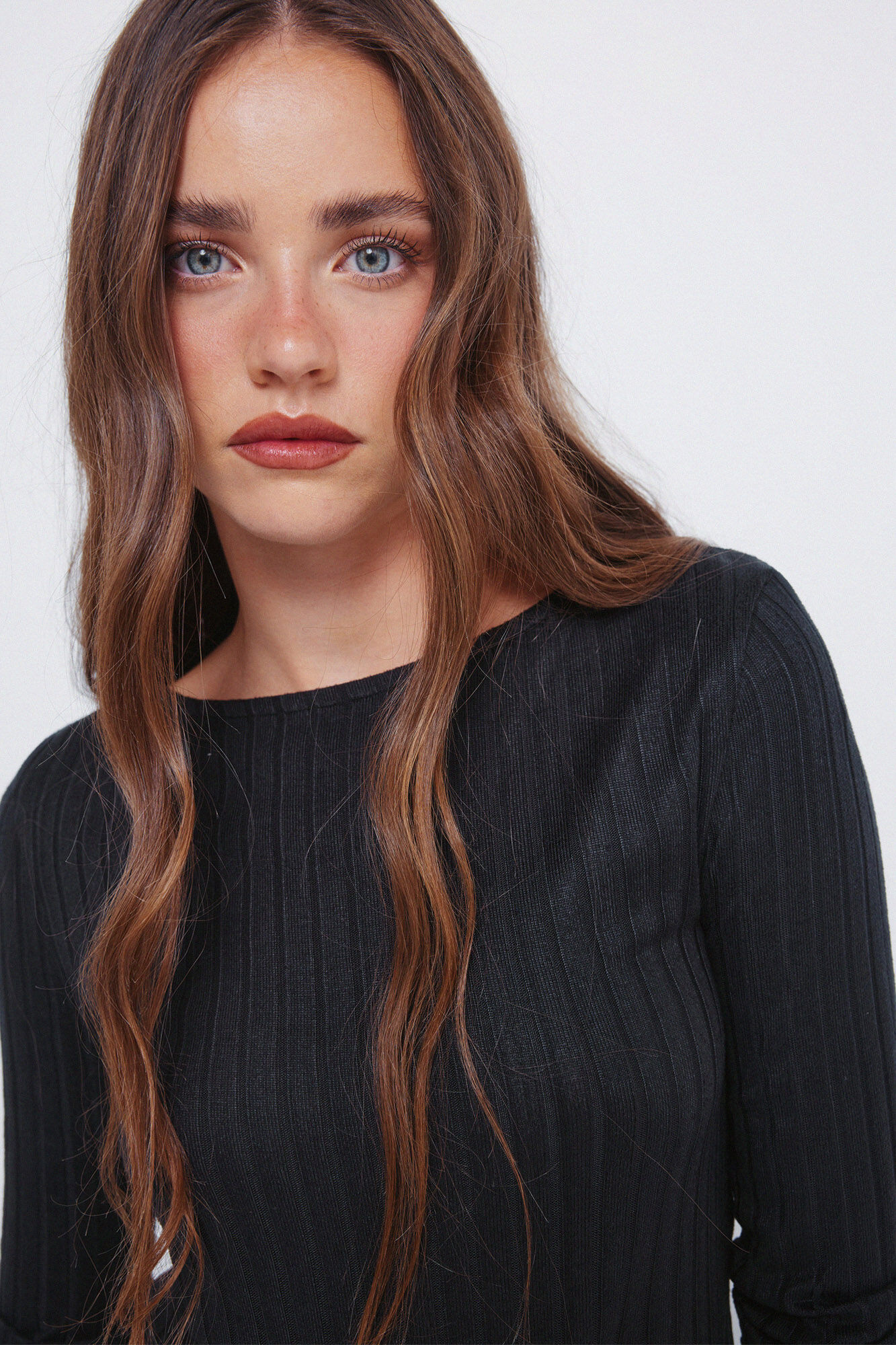 Springfield Playera de escote barco acanalado negro