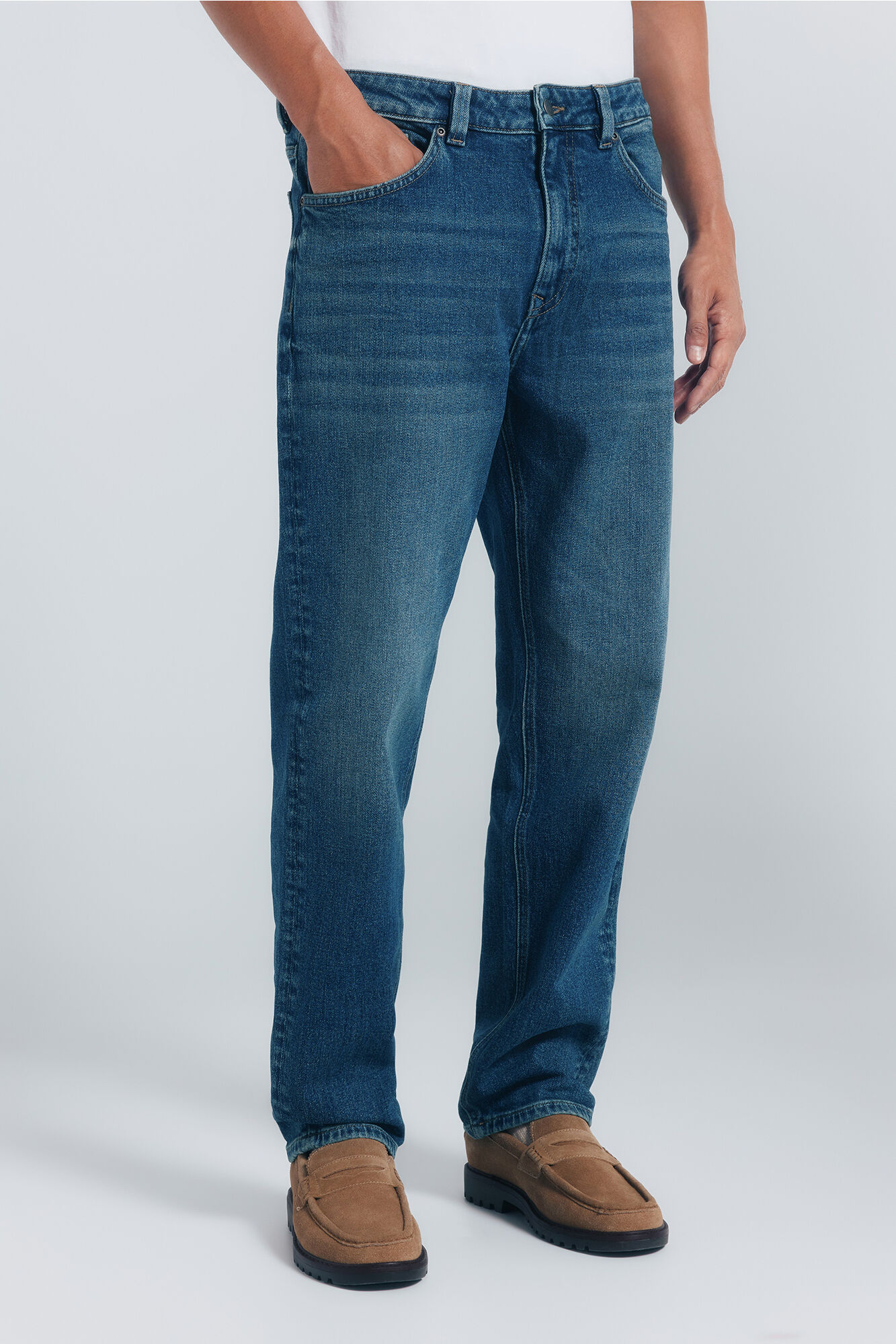 Springfield Jeans rectos te&ntilde;idos con lavado oscuro turquesa