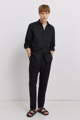 Springfield Pantal&oacute;n chino comfort fit de lino negro