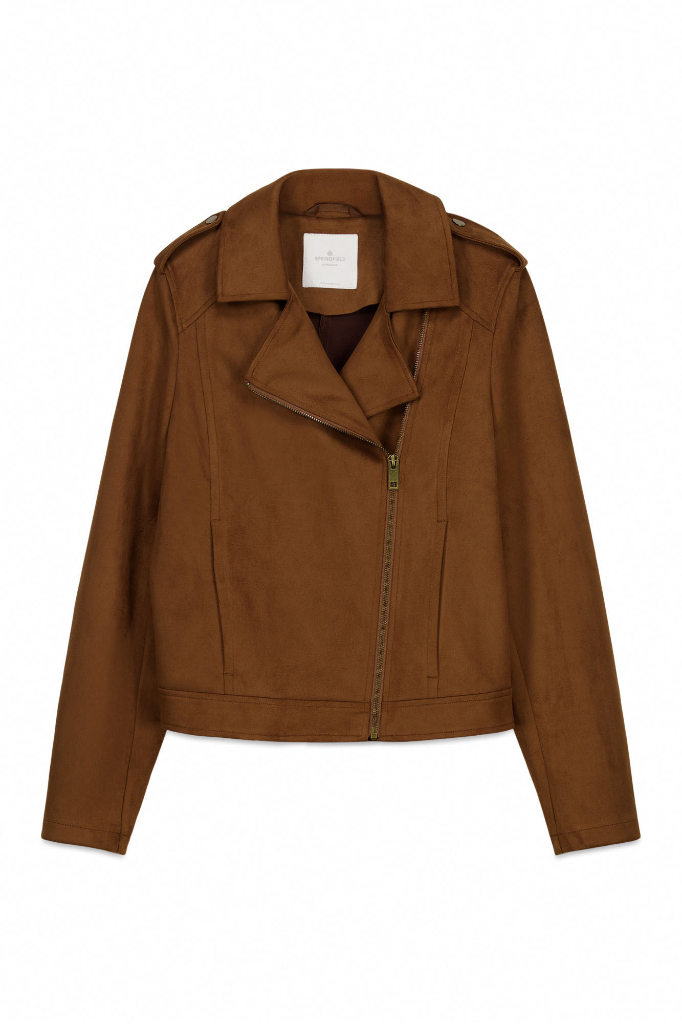 Springfield Chamarra de ante con trabillas para los hombros caf&eacute;