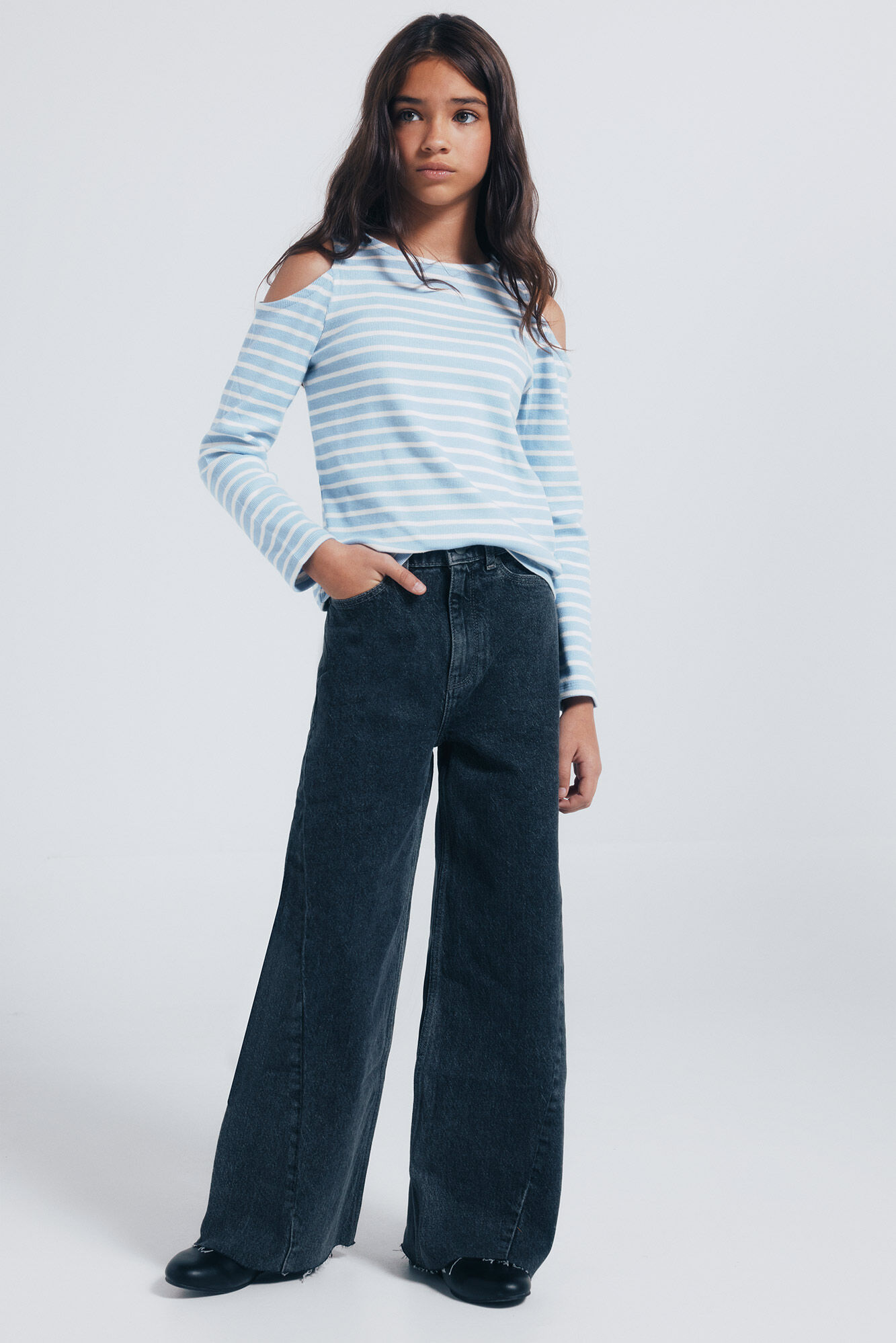 Springfield Kids Playera rib hombros descubiertos ni&ntilde;a azul