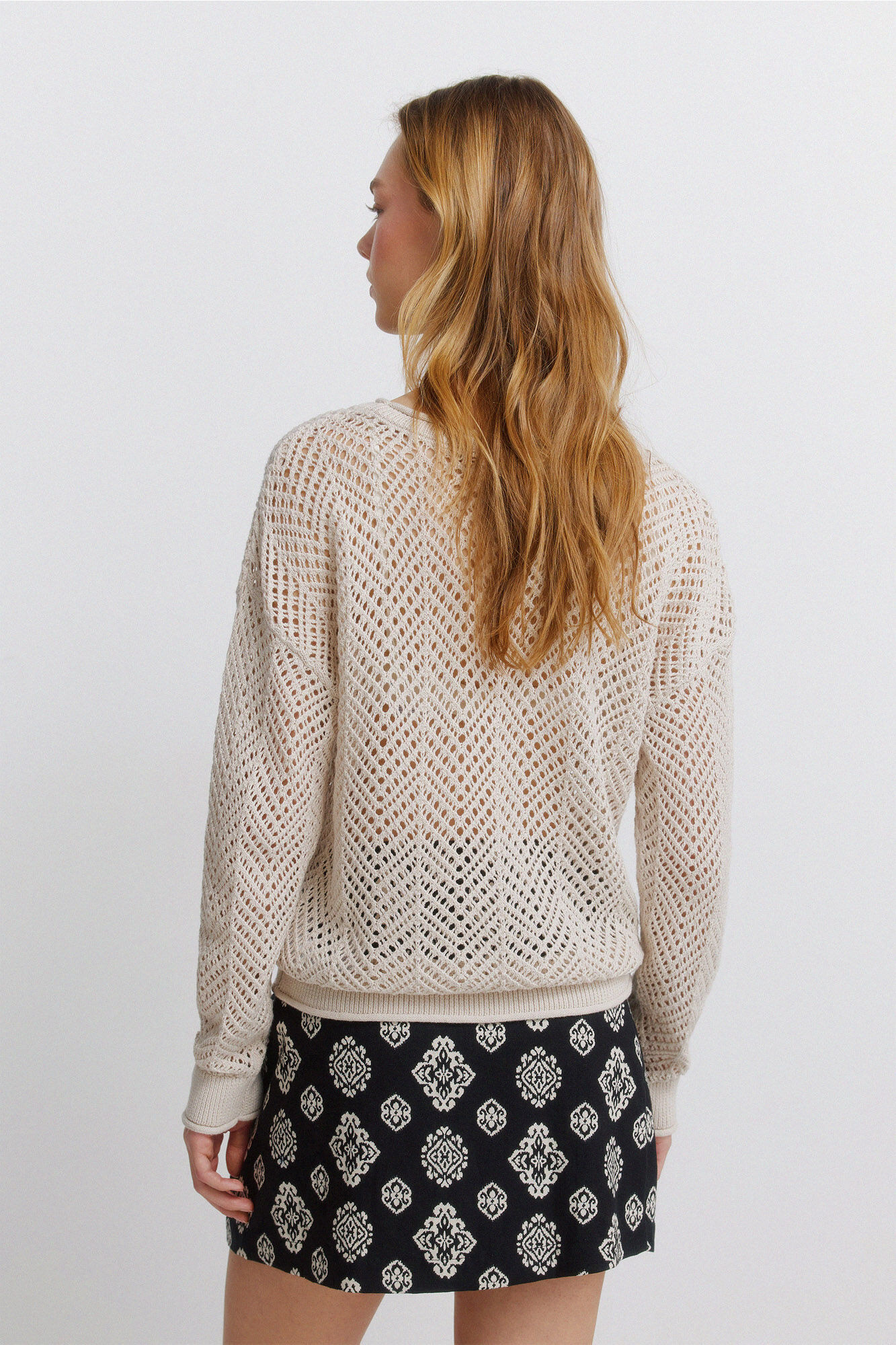 Springfield Su&eacute;ter pointelle lurex caf&eacute;