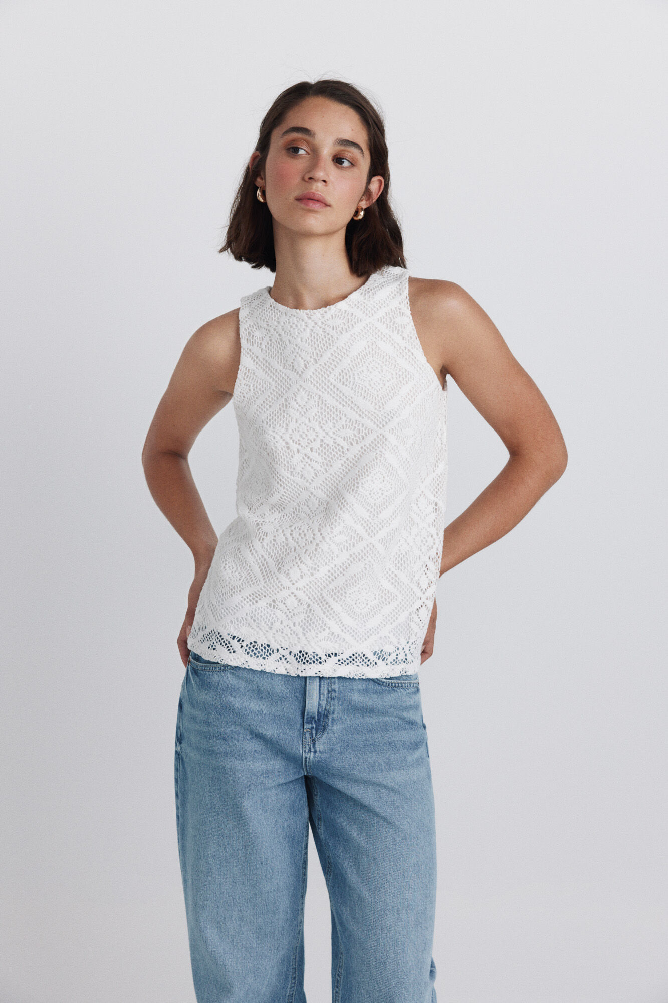 Springfield Playera sin mangas de crochet