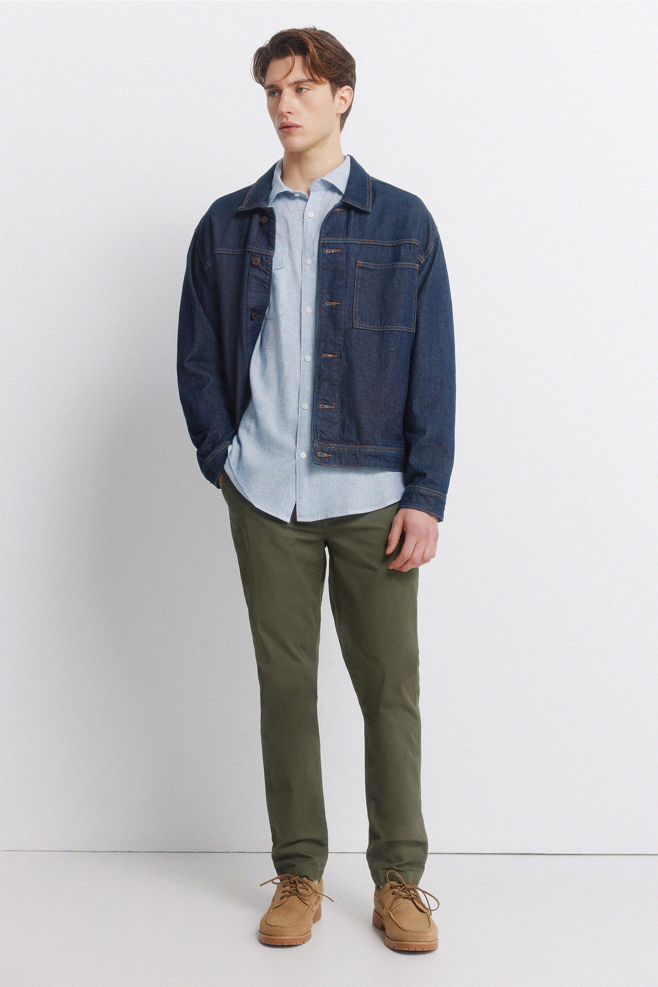 Springfield Playera con bolsillos de lino viscosa azul tinta