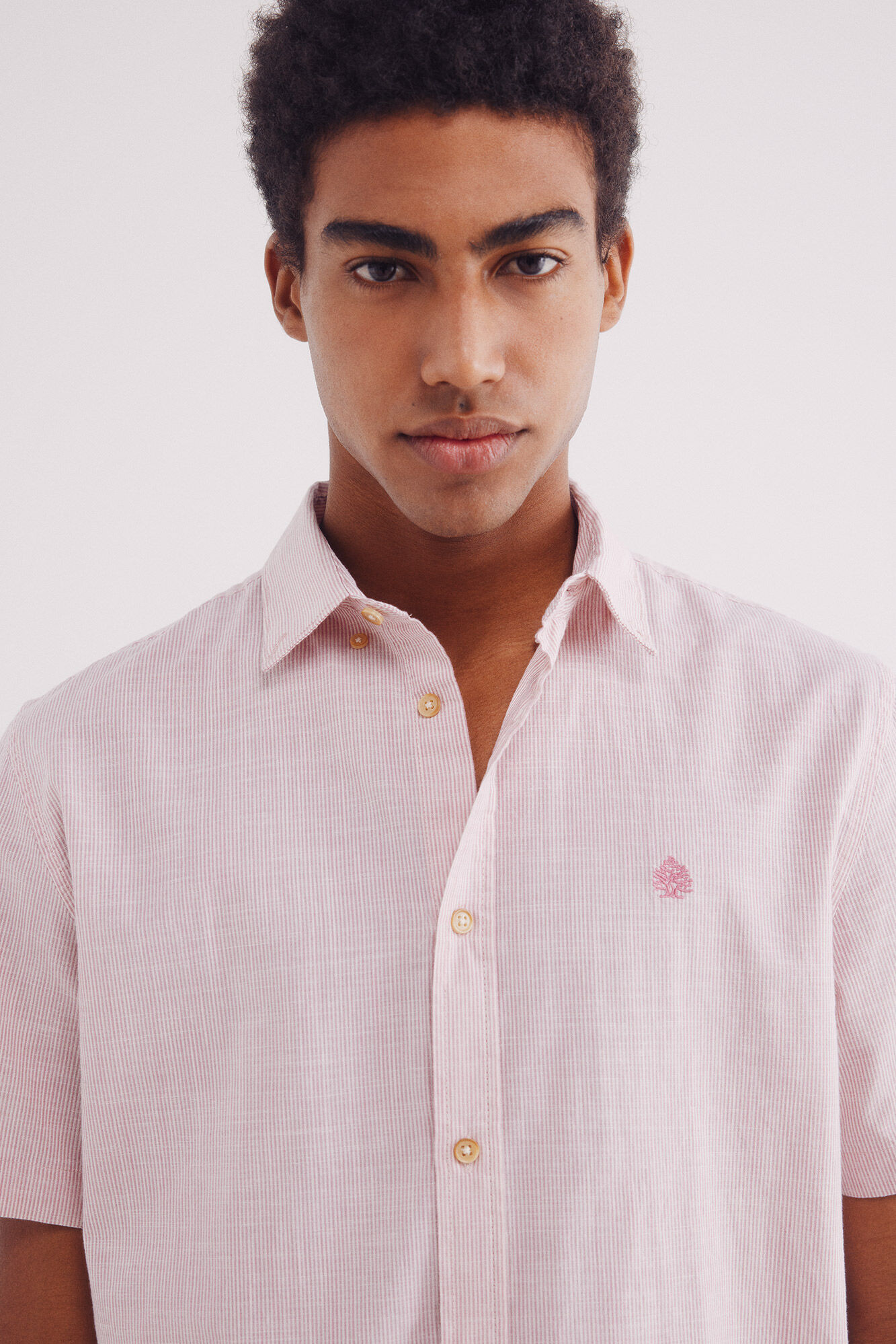 Springfield Camisa manga corta algod&oacute;n slub microrraya