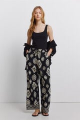 Springfield Pantal&oacute;n de lino estampado negro