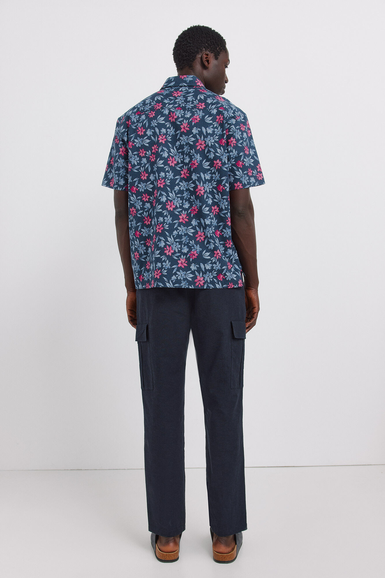 Springfield Pantal&oacute;n cargo de lino slim fit azulado
