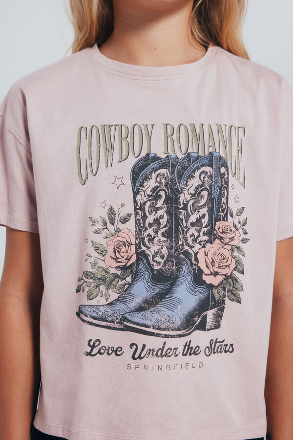 Springfield Kids Playera botas cowboy niña rosa