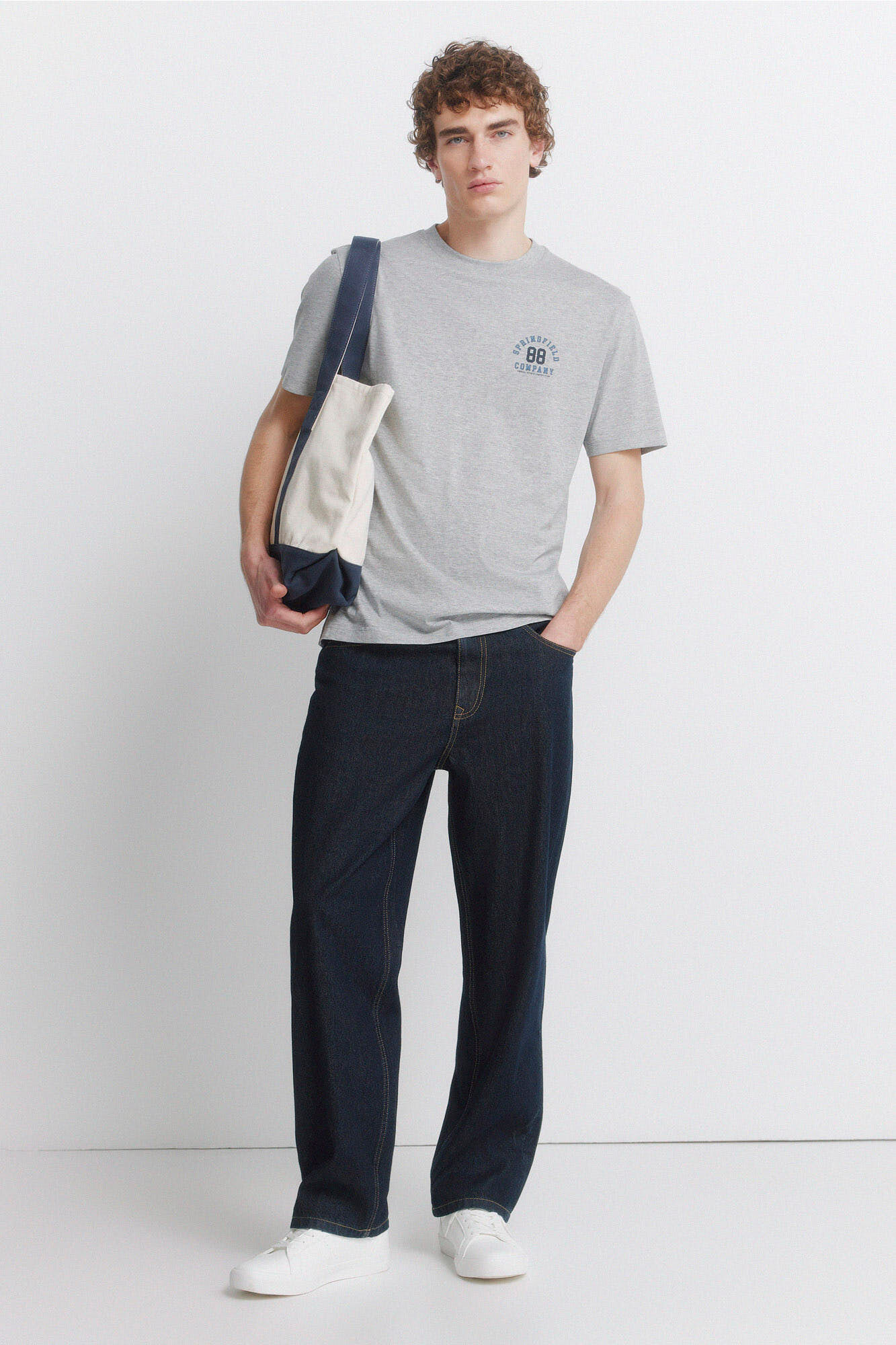 Springfield Playera logos jaspeada gris