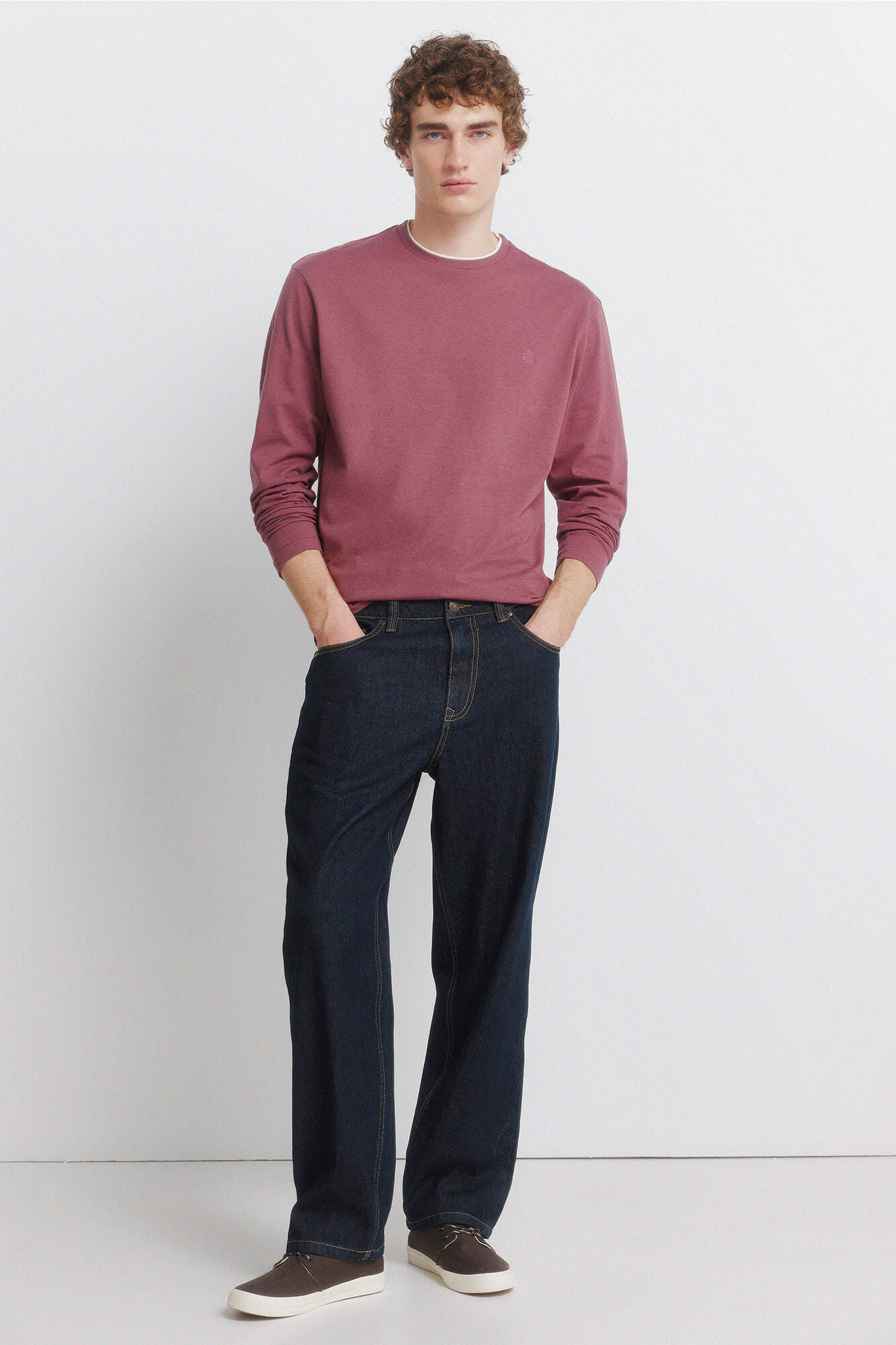 Springfield Camiseta manga larga doble efecto melange p&uacute;rpura