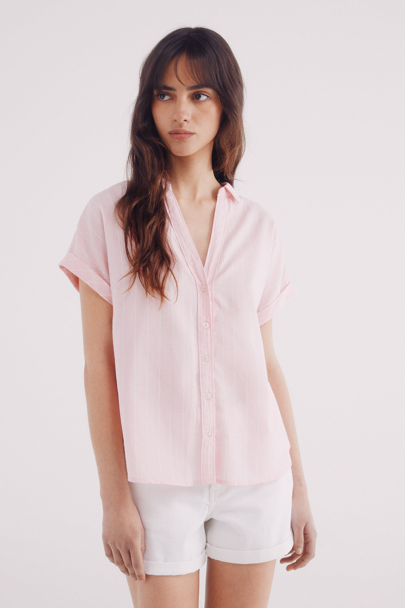 Springfield Camisa manga corta oxford rosa