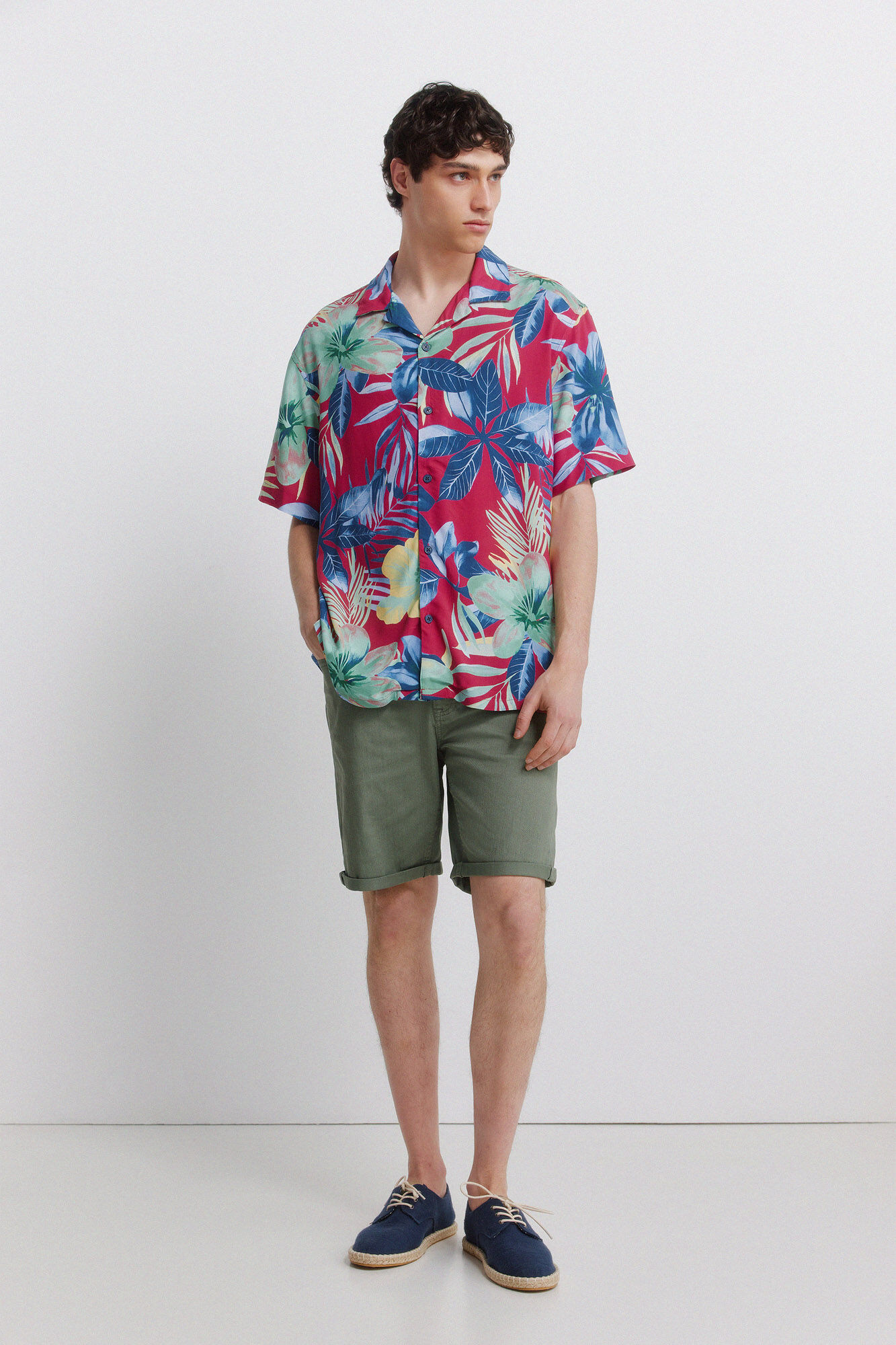 Springfield Bermudas de 5 bolsillos lavadas slim fit verde