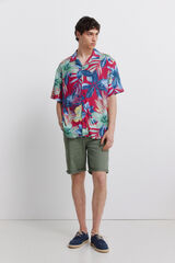 Springfield Bermudas de 5 bolsillos lavadas slim fit verde