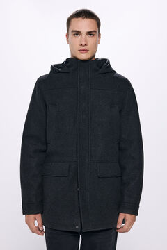 Springfield Parka efecto lana capucha gris