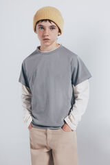 Springfield Kids Camiseta manga larga doble manga niño gris