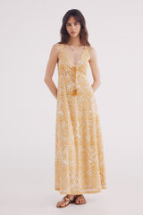 Springfield Vestido midi estampado mostaza amarillo