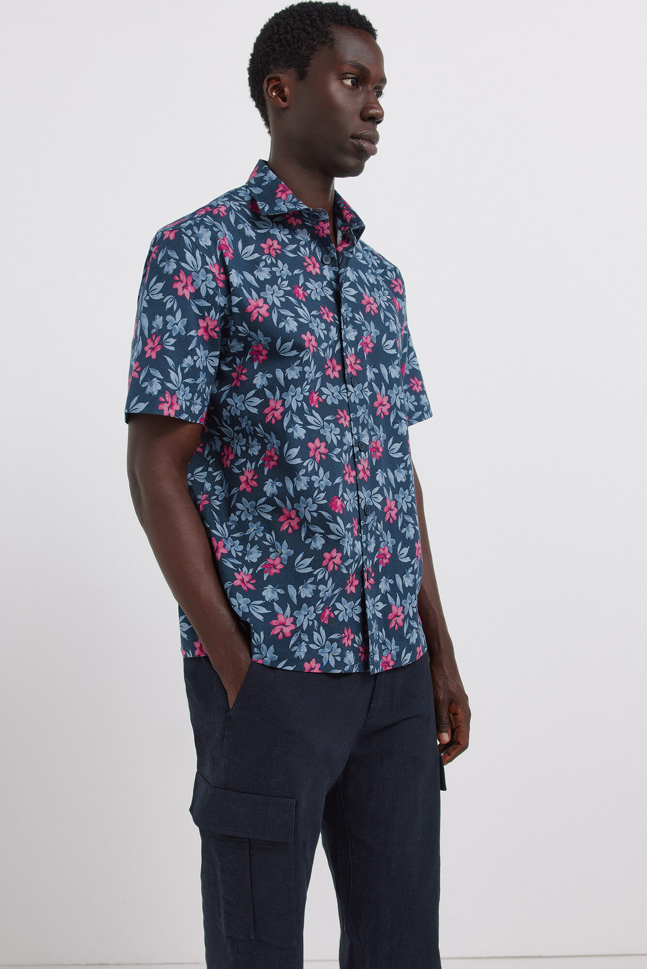 Springfield Pantal&oacute;n cargo de lino slim fit azulado