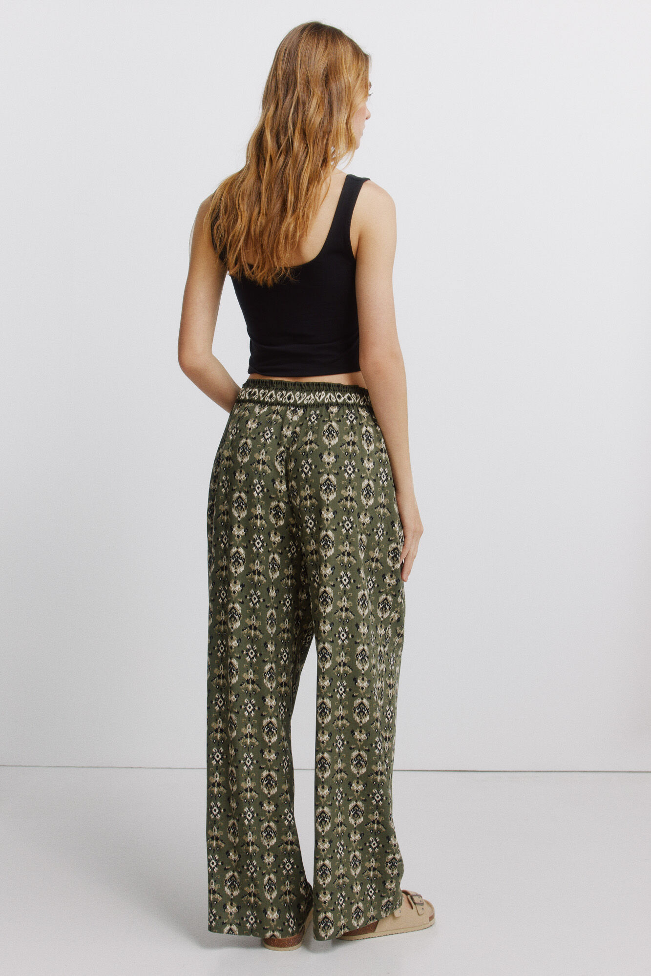 Springfield Pantal&oacute;n estampado r&uacute;stico con cord&oacute;n kaki