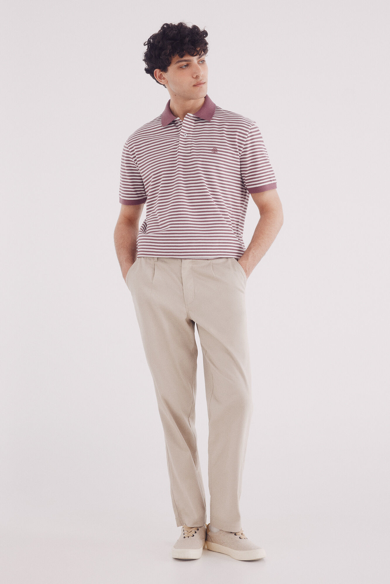 Springfield Polo piqu&eacute; b&aacute;sico rayas regular fit p&uacute;rpura