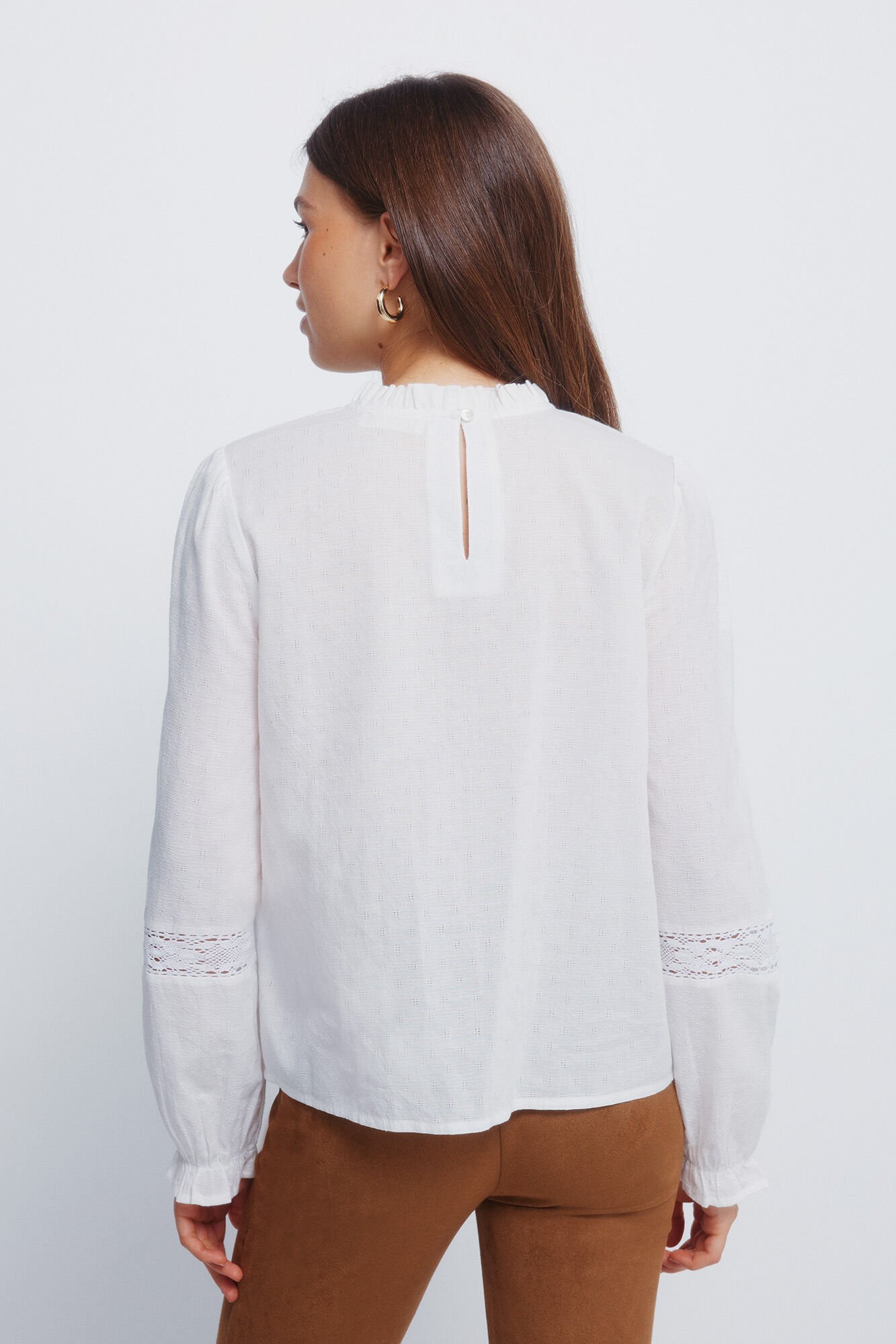 Springfield Blusa rom&aacute;ntica de encaje natural