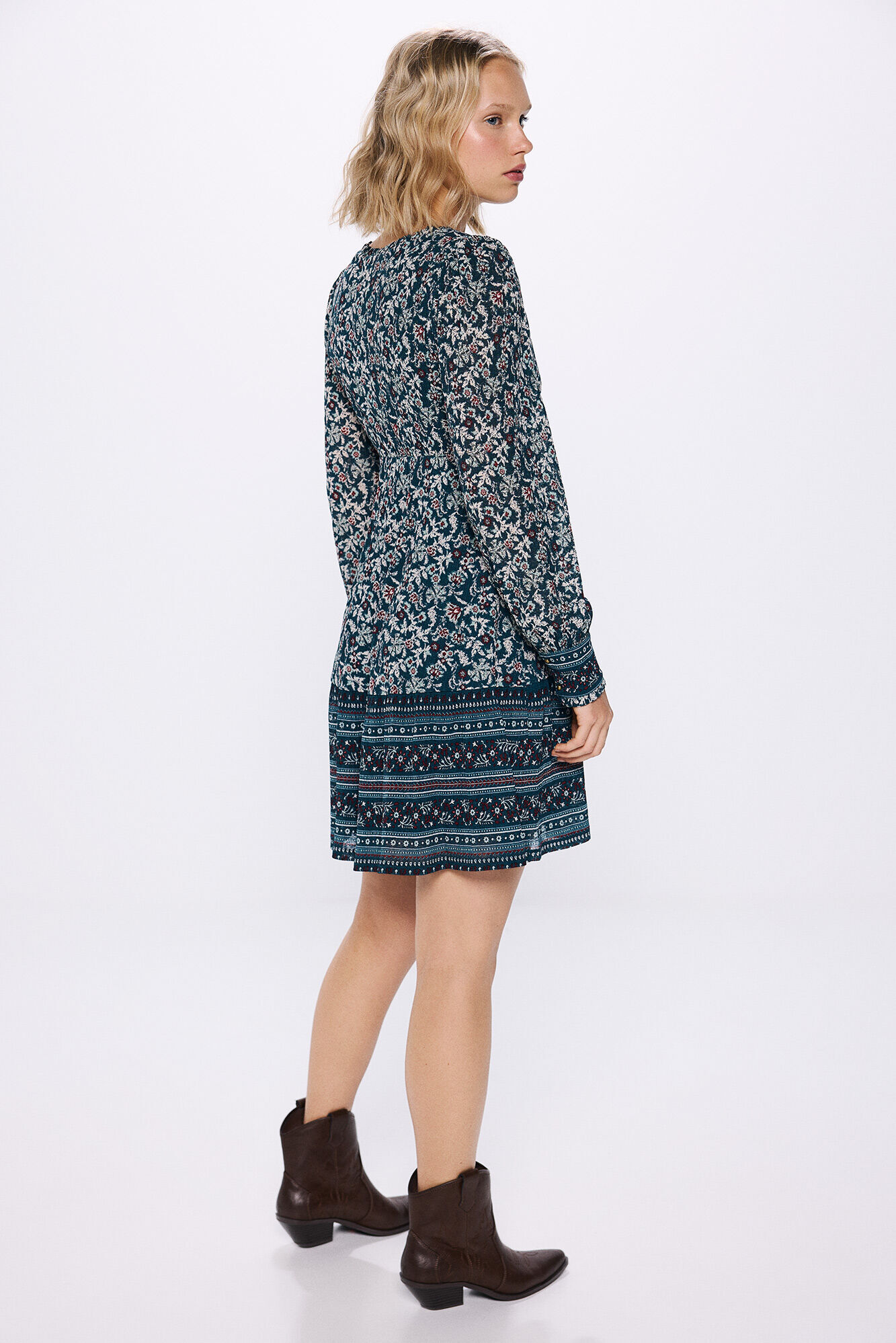 Springfield Vestido corto cenefas escote verde