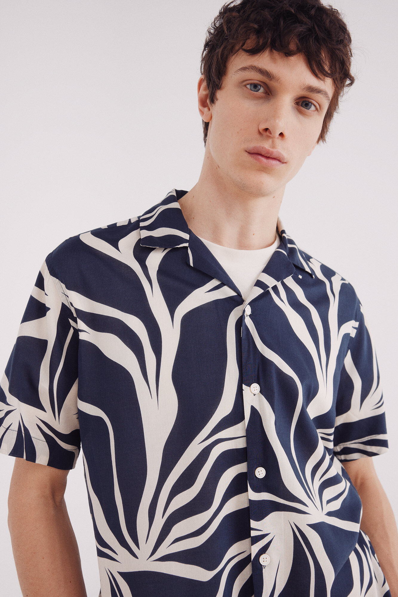 Springfield Camisa manga corta viscosa estampado azul