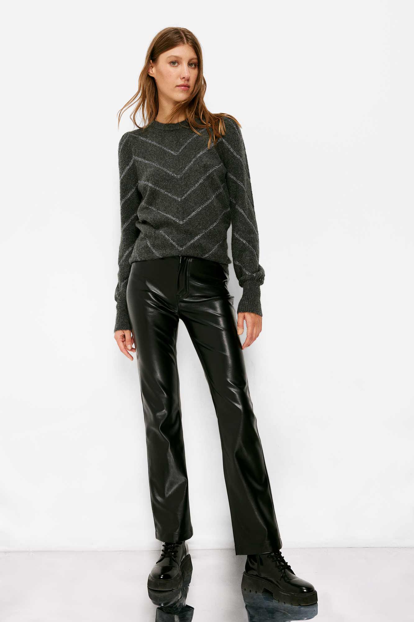 Springfield Su&eacute;ter Chevron Lurex gris